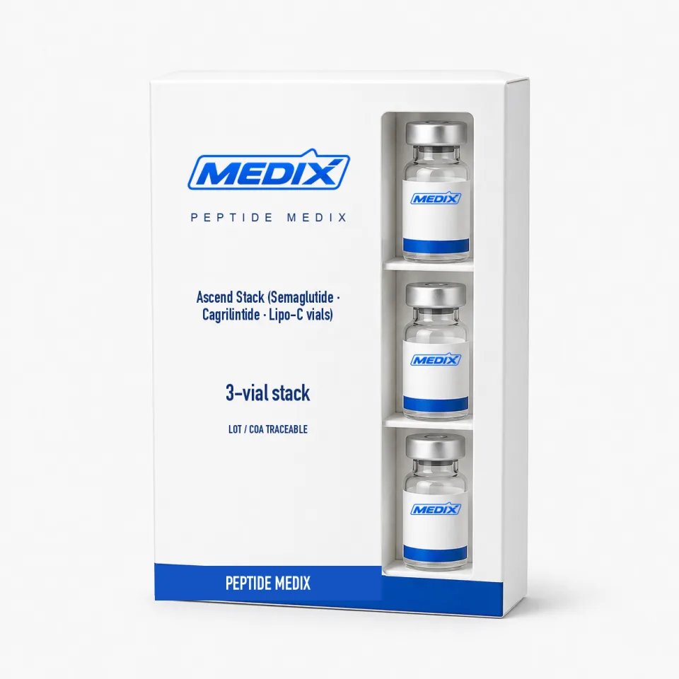 Ascend Stack (Semaglutide · Cagrilintide · Lipo-C Vials) – Forschungspeptid-Mischung Ascend Stack (Semaglutide · Cagrilintide · Lipo-C Vials) Forschungspeptid-Mischung Kit – Peptide Medix EU