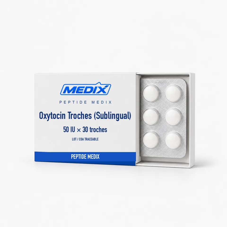 Oxytocin Troches (Sublingual) 50 IU – research peptide Oxytocin Troches (Sublingual) research peptide 50 IU capsules – Peptide Medix EU