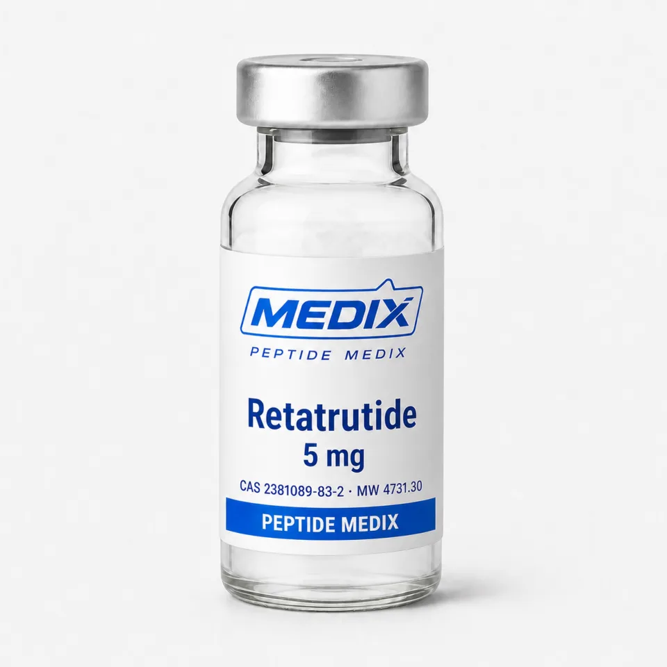 Retatrutide 5 mg – péptido de investigación Retatrutide, péptido de investigación 5 mg, vial, polvo liofilizado – Peptide Medix EU