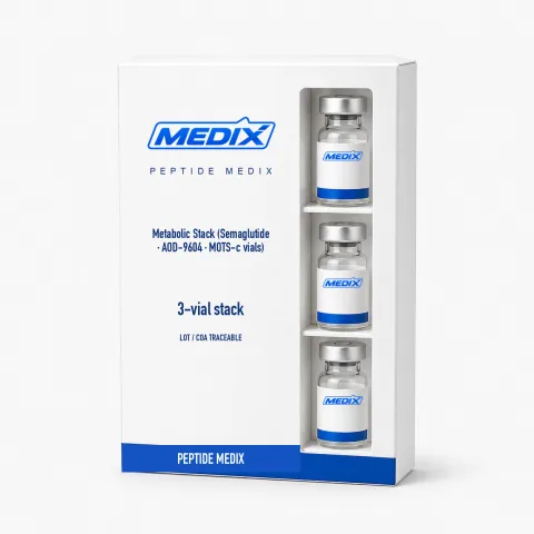 Metabolic Stack (Semaglutide · AOD-9604 · MOTS-c Vials) Forschungspeptid-Mischung Kit – Peptide Medix EU